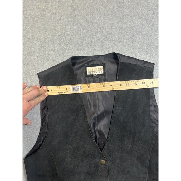 Ivy Club Classics Men’s Large Leather 4 Button Vest Black Velvet Satin - Picture 8 of 12